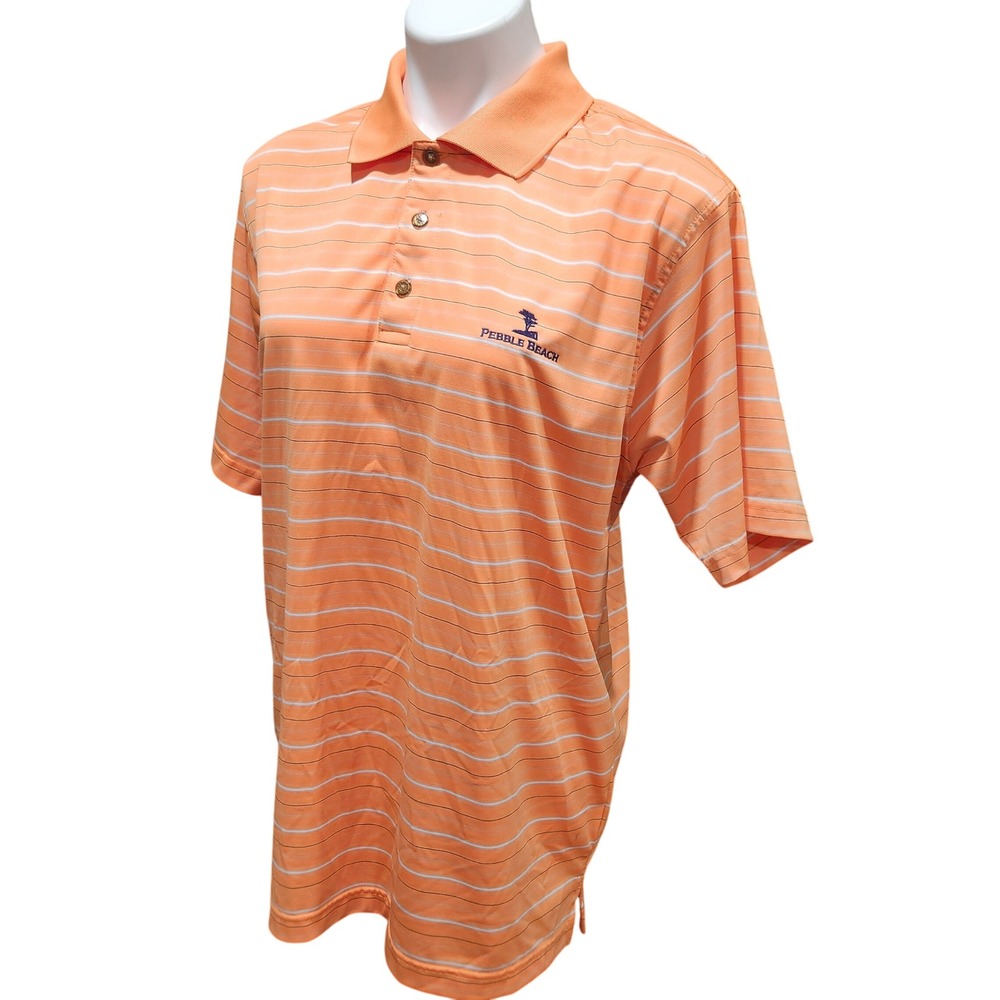 Pebble Beach Golf Polo orange striped XL‎ Mens